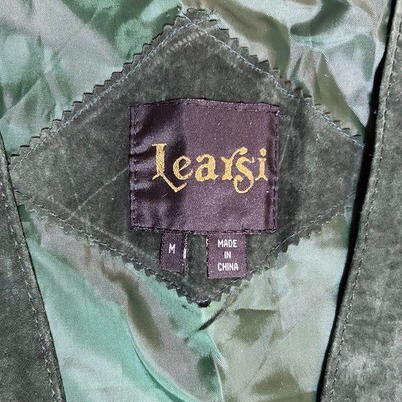 SOLD Dark Forest Green Suede Leather Vest 1990s / Early 2000s Vintage Learsi M - Picture 3 of 8